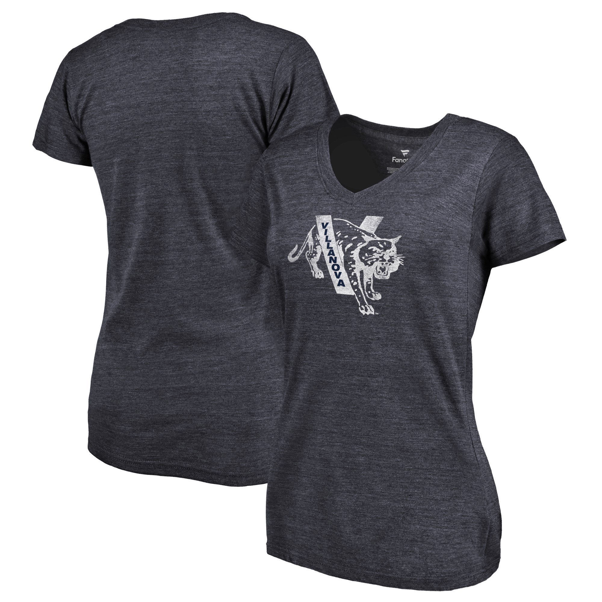 2020 NCAA Fanatics Branded Villanova Wildcats Women Navy College Vault Primary Logo TriBlend VNeck TShirt->ncaa t-shirts->Sports Accessory
